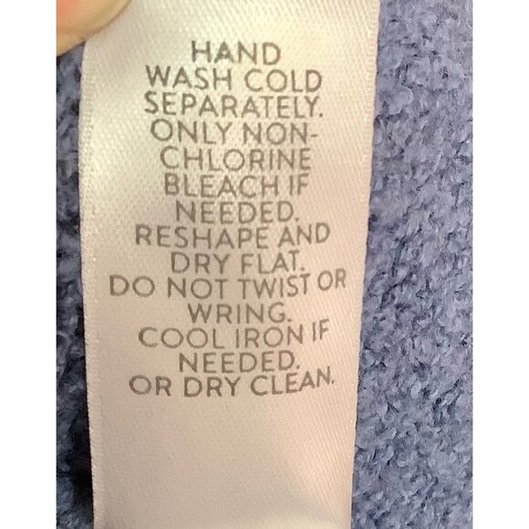 J JILL Boucle Knit Cowl Neck Pullover Sweater Cotton Blend Blue Size M - Picture 6 of 7